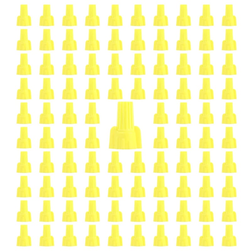 Mamfous 100pcs Winged Wire Nuts Connectors,Yellow 22-10 AWG Easy Twist-on Electrical Screw Wire Caps (P11 Yellow) - Image 1